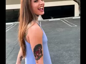 Tattooed Skater Girl Vanessa Vega in Skateboarding and Squirting in Public
